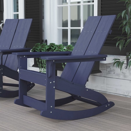 Flash Furniture Navy Modern Poly Resin Adirondack Rocking Chair JJ-C14709-NV-GG